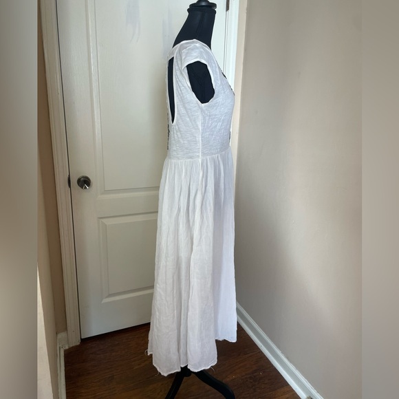 Free People Toosaloosa Slub Meadows Ivory Embroidered Midi Dress Size S Boho - Picture 5 of 11